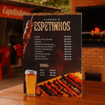 Cardápio Personalizado em PVC - 1mm - Tamanho A4 - Verniz Localizado - Impermeável