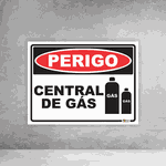 Placa de Sinalização - Perigo Central de Gás