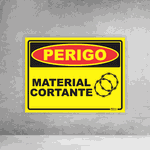 Placa de Sinalização - Perigo Material Cortante - Concertina