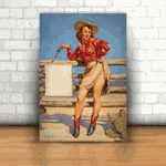 Placa Decorativa - Pin-up Cowgirl Armada