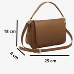 Bolsa Feminina de Couro Legítimo com Alça Transversal cor Caramelo - 8601C