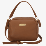 Bolsa Feminina Couro Legítimo Bau com Alças Transversal Regulável e Alça de Mão cor Caramelo - 8602C