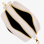 Bolsa Feminina em Couro Legítimo Bau com Alças Transversal Regulável e Alça de Mão cor Branco - 8602B