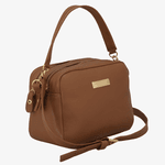Bolsa Feminina Couro Legítimo Bau com Alças Transversal Regulável e Alça de Mão cor Caramelo - 8602C