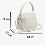 Bolsa Feminina em Couro Legítimo Bau com Alças Transversal Regulável e Alça de Mão cor Branco - 8602B