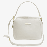 Bolsa Feminina em Couro Legítimo Bau com Alças Transversal Regulável e Alça de Mão cor Branco - 8602B