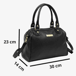 Bolsa Feminina Couro Legítimo com Alça Transversal cor Preto - 8600P