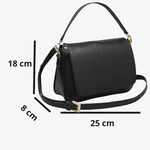 Bolsa Feminina de Couro Legítimo com Alça Transversal cor Preto - 8601P