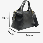 Bolsa Grande Feminina em Couro Legítimo de Mão com Alça Transversal cor Preto - 8603P