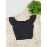 Cropped de Botão Preta