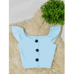 Cropped de Botão Azul