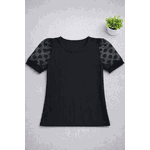 Blusa Manga Curta Tule Preta