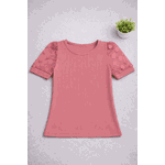 Blusa Manga Curta Tule Rosa