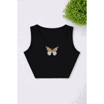 Cropped Juvenil borboleta Preto