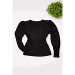 Blusa Manga Longa Lastex Preta