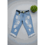 calça jeans infantil menina barra diagonal