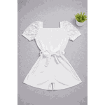 Macaquinho Manga Tule Branco