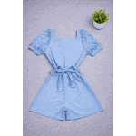 Macaquinho Manga Tule Azul