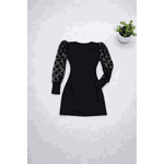 Vestido Manga Tule Bufante Longa