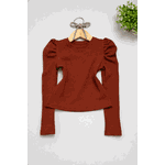 Blusa Ribana Manga Longa Marrom