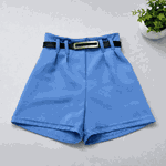 Short Alfaiataria Com Cinto Azul