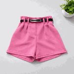 Short Alfaiataria Com Cinto Rosa