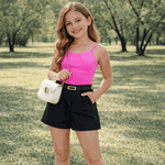 Conjunto Rebeca Regata e Short Alfaiataria Rosa