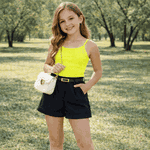 Conjunto Rebeca Regata e Short Alfaiataria Amarelo