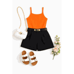 Conjunto Rebeca Regata e Short Alfaiataria Laranja