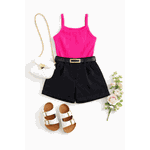 Conjunto Rebeca Regata e Short Alfaiataria Rosa