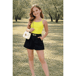 Conjunto Rebeca Regata e Short Alfaiataria Amarelo