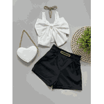 Conjunto Cropped Laço + Short Preto