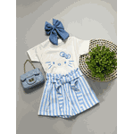 Conjunto Hello Kitty Listrado Azul