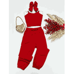 Conjunto Cropped E Calça Jogger Juvenil Vermelho