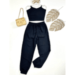 Conjunto Cropped E Calça Jogger Juvenil Preto 