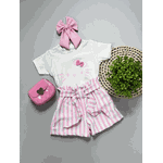 Conjunto Hello Kitty Listrado Rosa