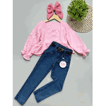 Conjunto Blusa Bata e Calca jeans Skinny Bia 