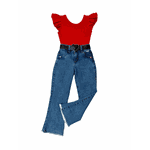 Conjunto Body Manga Curta + Calça Flare Lorena