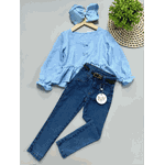 Conjunto Blusa Bata e Calca jeans Skinny Bia 