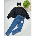 Conjunto Blusa Bata e Calca jeans Skinny Bia 