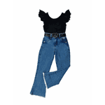 Conjunto Body Manga Curta + Calça Flare Lorena