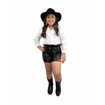 Conjunto Camisa Branca + Short Clochard Couro Julia 