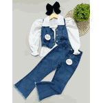 Conjunto Camisa Branca + Colete + calça Flare Jeans 