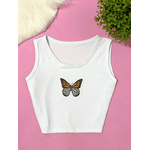 Cropped Juvenil borboleta Branca