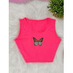 Cropped Juvenil borboleta Pink