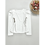 Blusa Brilho Manga Longa Branca