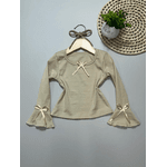 Blusa Laço Manga Longa Bege