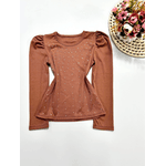 Blusa Brilho Manga Longa Marrom
