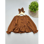 Blusa Bata Marrom
