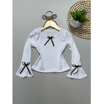 Blusa Laço Manga Longa Branca